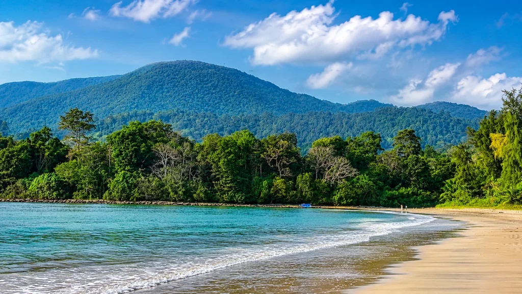 Kalipur Beach in Diglipur with Saddle Peak visible in the background, North Andaman