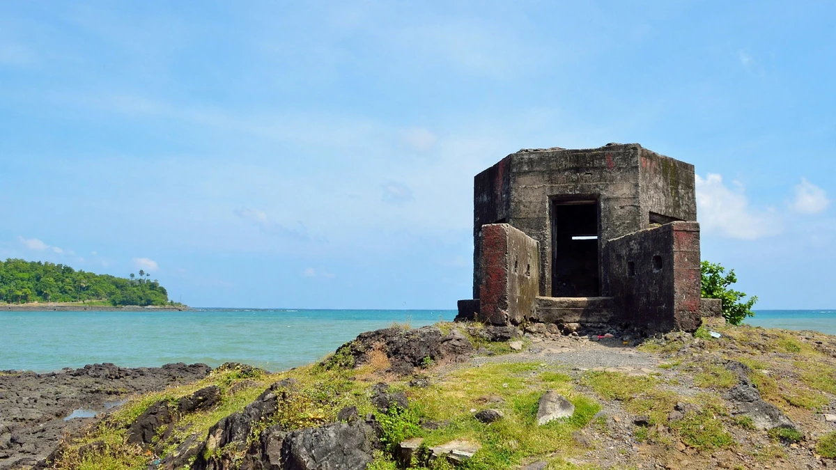 japanese_bunker_1200x675 Japanese Bunker at Corbyns Cove Beach Port Blair - historic World War II bunker on rocky coastline with turquoise sea view.